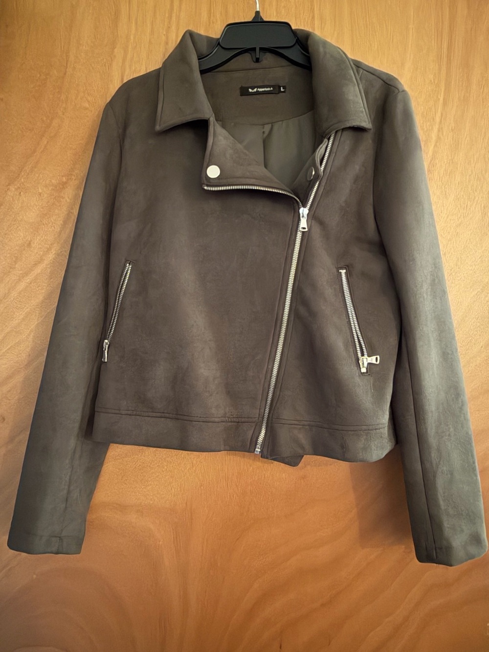 Apperloth A Faux Suede Motorcycle Zip Women’s Jacket
